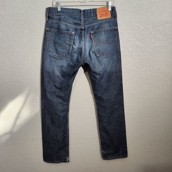 Levis 513 Slim Straight Fit Blue Denim Jeans W32 L32 Mens Casual Wear - Picture 3 of 16